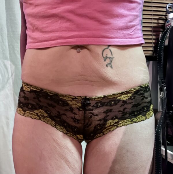Black & Yellow Lace Cheeky Panties